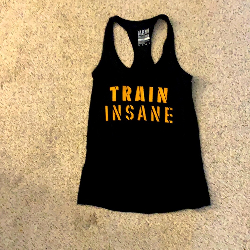 Black “Train Insane” tank size s